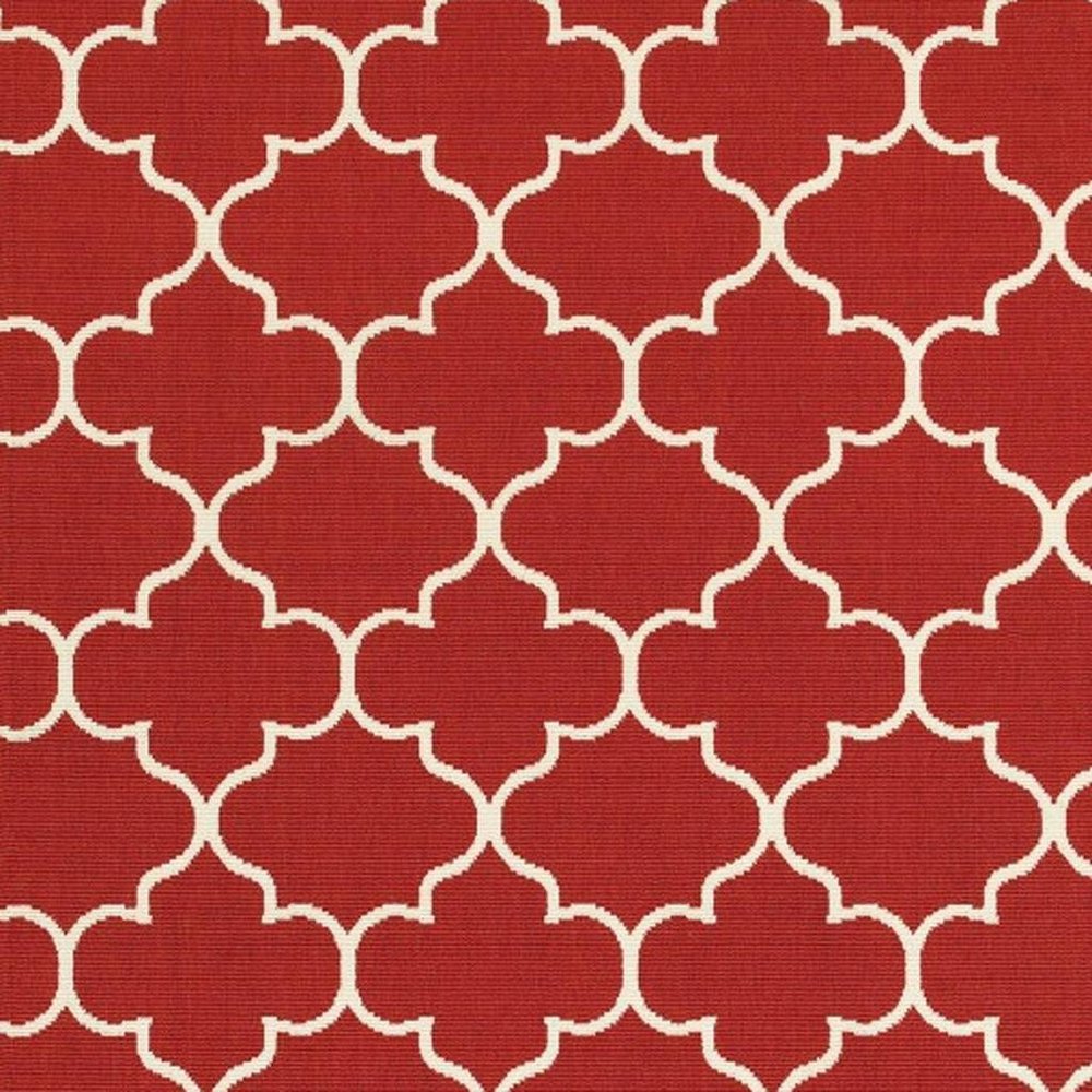 4' X 6' Red And Ivory Indoor Outdoor Area Rug