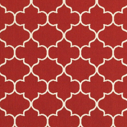 4' X 6' Red And Ivory Indoor Outdoor Area Rug