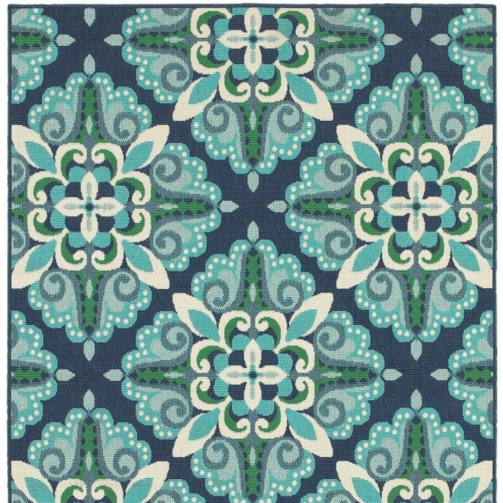 4' X 6' Blue And Green Indoor Outdoor Area Rug