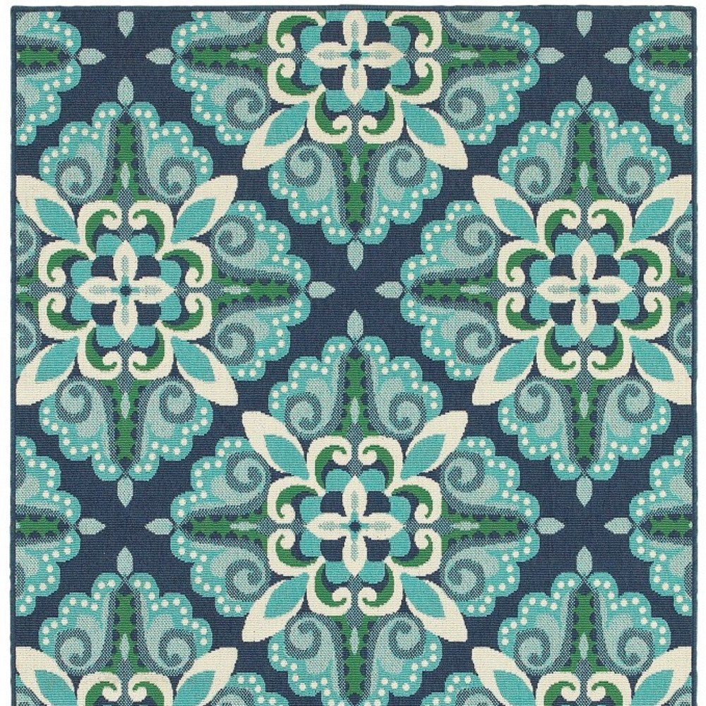 4' X 6' Blue And Green Indoor Outdoor Area Rug