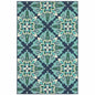 4' X 6' Blue And Green Indoor Outdoor Area Rug