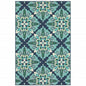 4' X 6' Blue And Green Indoor Outdoor Area Rug