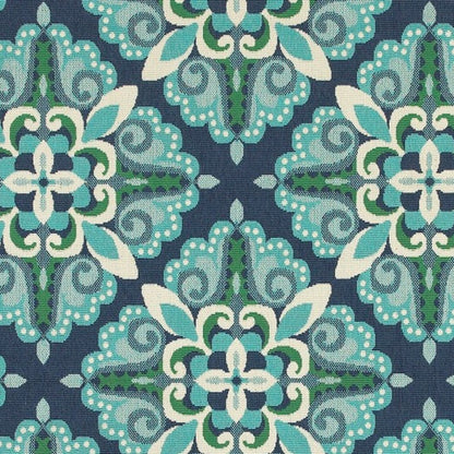 4' X 6' Blue And Green Indoor Outdoor Area Rug