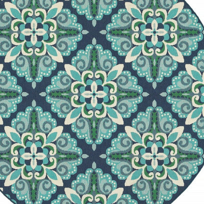 5' X 8' Blue And Green Indoor Outdoor Area Rug