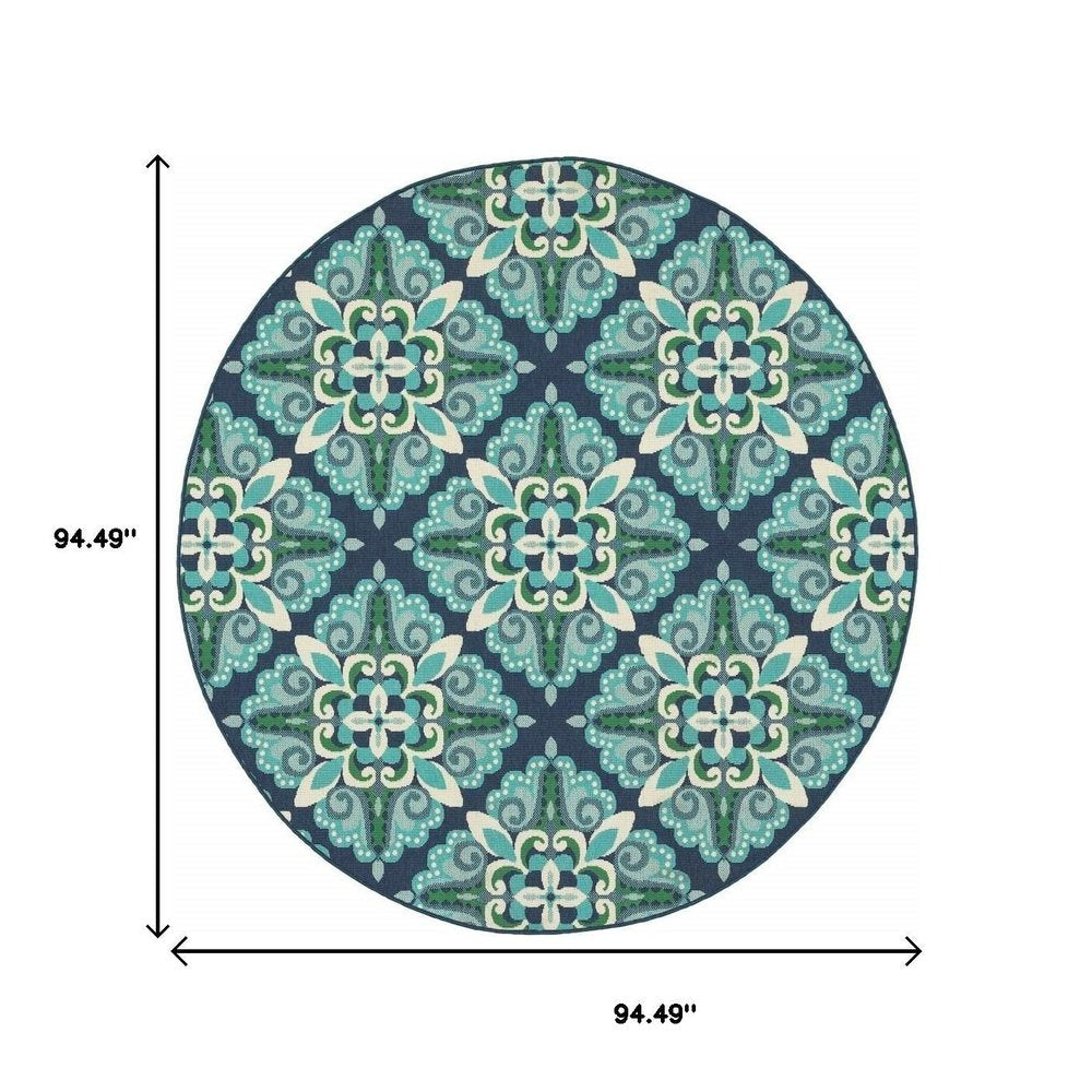 5' X 8' Blue And Green Indoor Outdoor Area Rug
