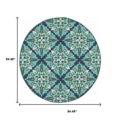 5' X 8' Blue And Green Indoor Outdoor Area Rug