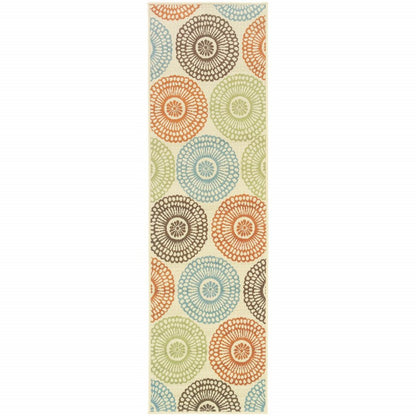 8' Beige Indoor Outdoor Runner Rug