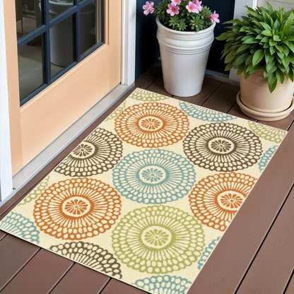 8' Beige Indoor Outdoor Runner Rug