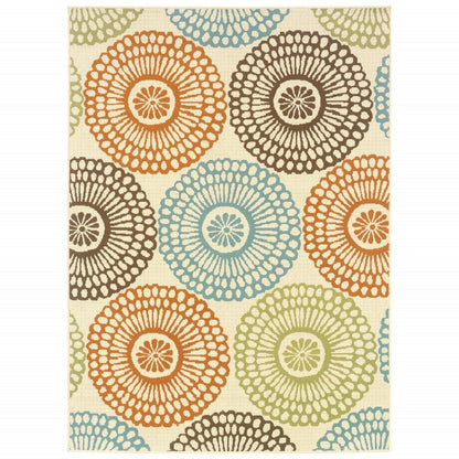 8' Beige Indoor Outdoor Runner Rug