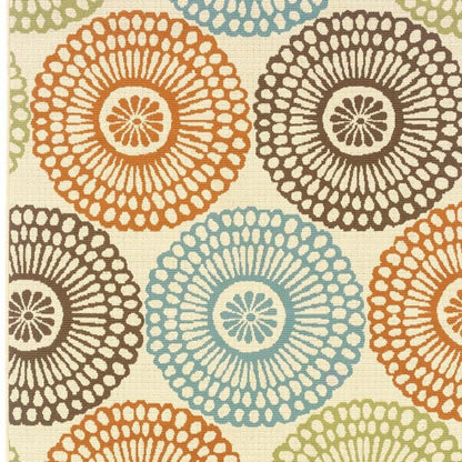 8' Beige Indoor Outdoor Runner Rug