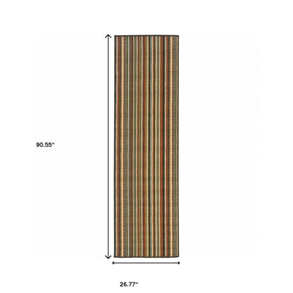 8' Green Indoor Outdoor Runner Rug