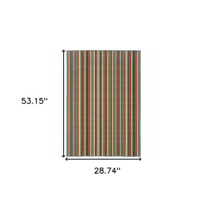 8' Green Indoor Outdoor Runner Rug