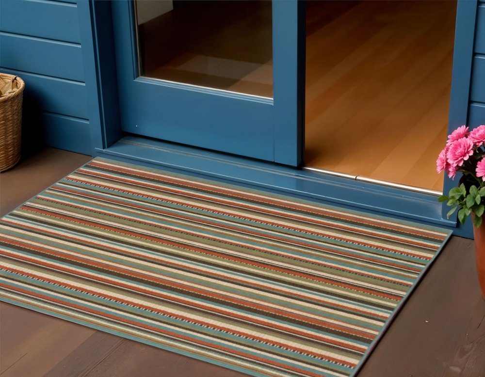 2' X 4' Green Indoor Outdoor Area Rug