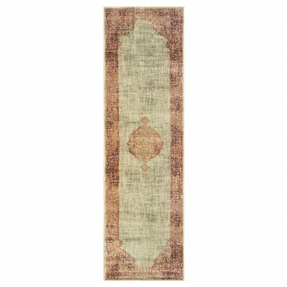 4' X 6' Ivory And Pink Medallion Area Rug