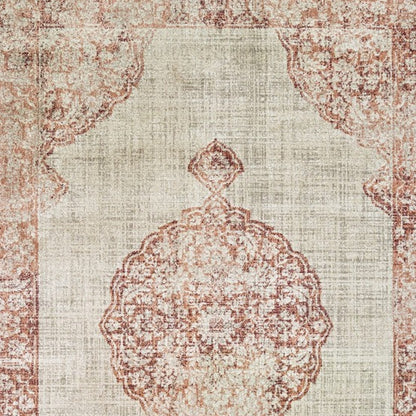 4' X 6' Ivory And Pink Medallion Area Rug