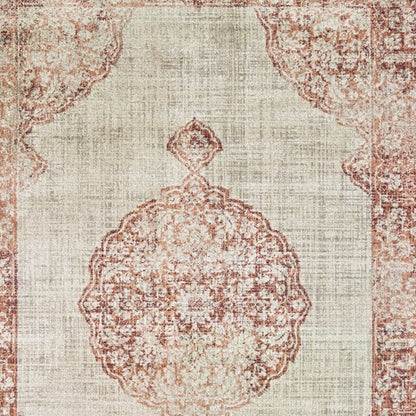 4' X 6' Ivory And Pink Medallion Area Rug