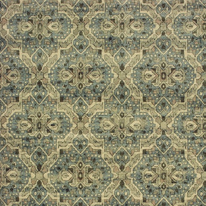 10' X 13' Ivory And Blue Geometric Area Rug