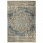 10' X 13' Blue And Ivory Medallion Area Rug