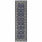 8' X 11' Navy And Gray Floral Ditsy Area Rug