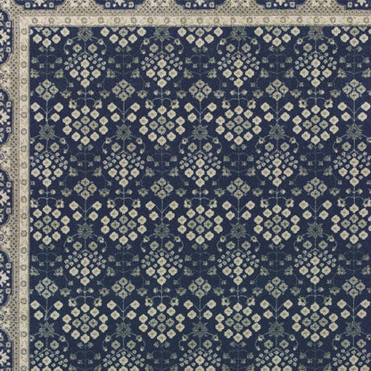 8' X 11' Navy And Gray Floral Ditsy Area Rug