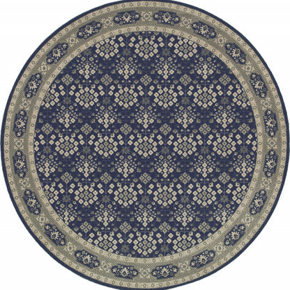 8' X 11' Navy And Gray Floral Ditsy Area Rug