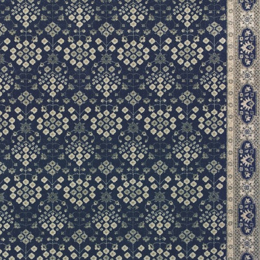 8' X 11' Navy And Gray Floral Ditsy Area Rug