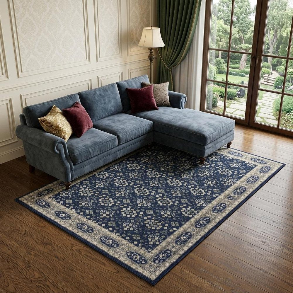 12' X 15' Blue and Gray Area Rug