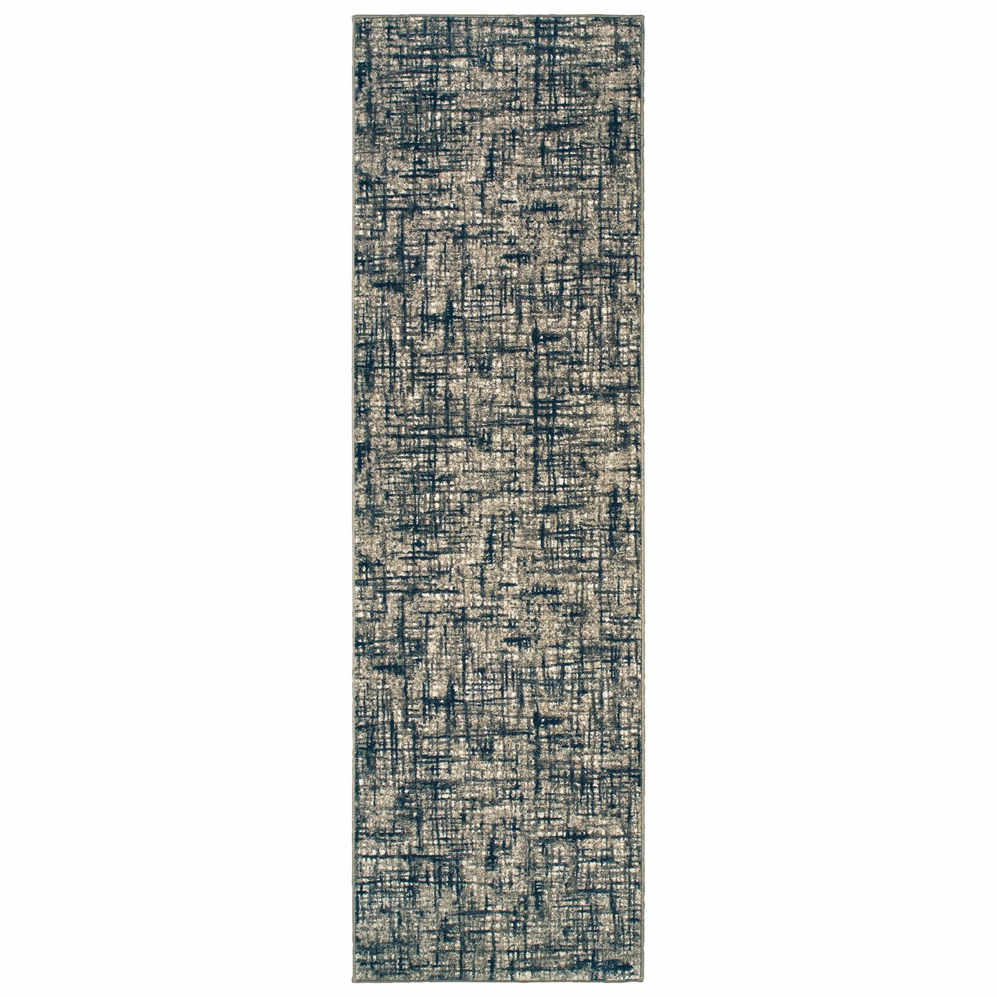 8' X 11' Gray And Navy Abstract Area Rug