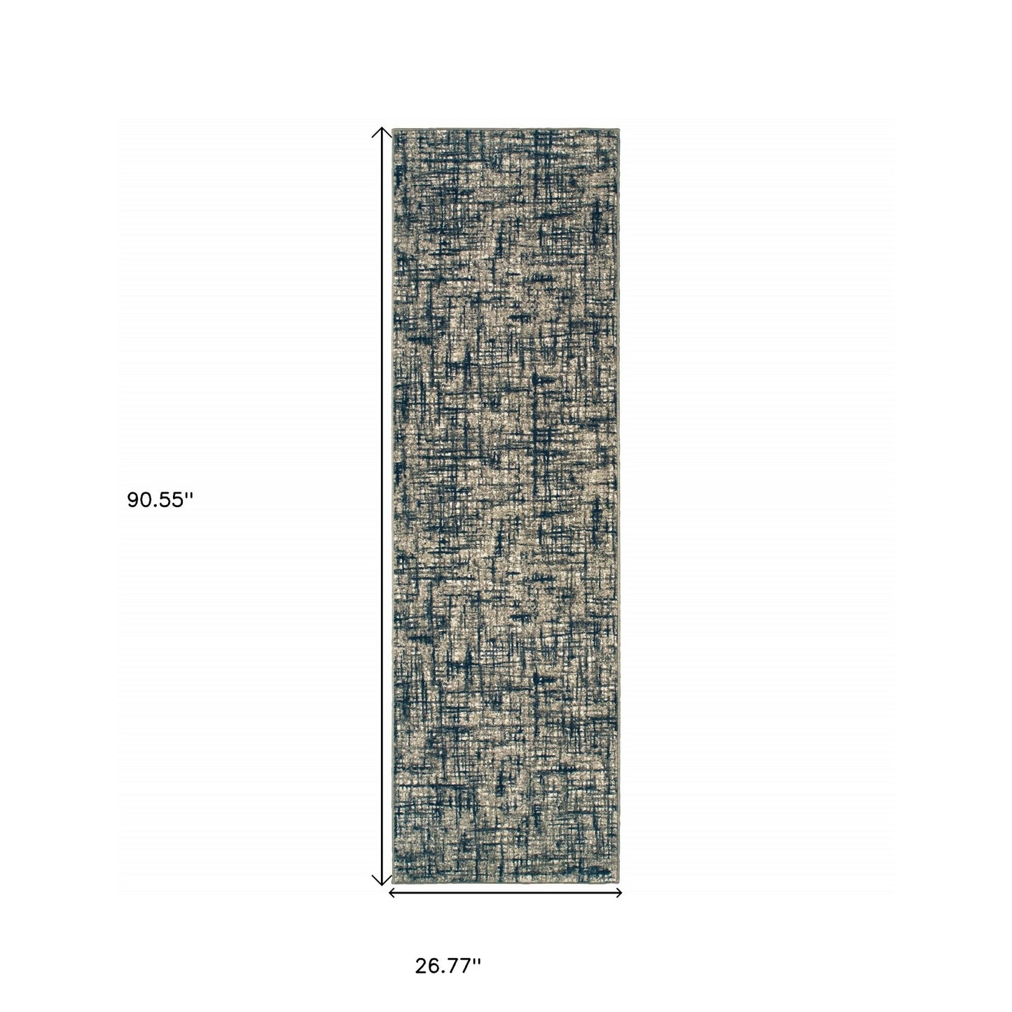 8' X 11' Gray And Navy Abstract Area Rug