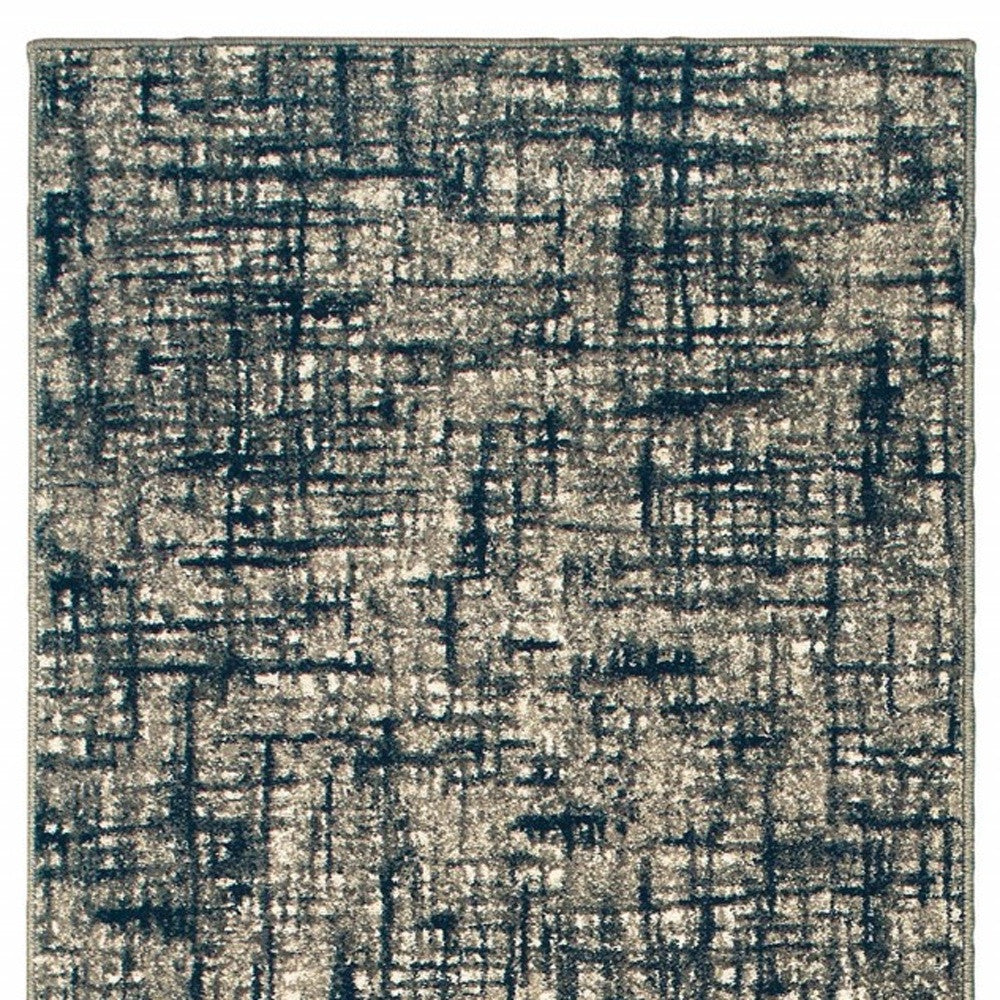 8' X 11' Gray And Navy Abstract Area Rug