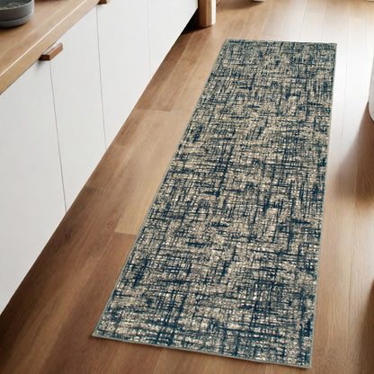 8' X 11' Gray And Navy Abstract Area Rug