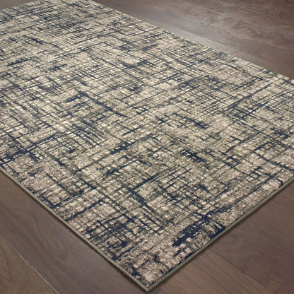 8' X 11' Gray And Navy Abstract Area Rug