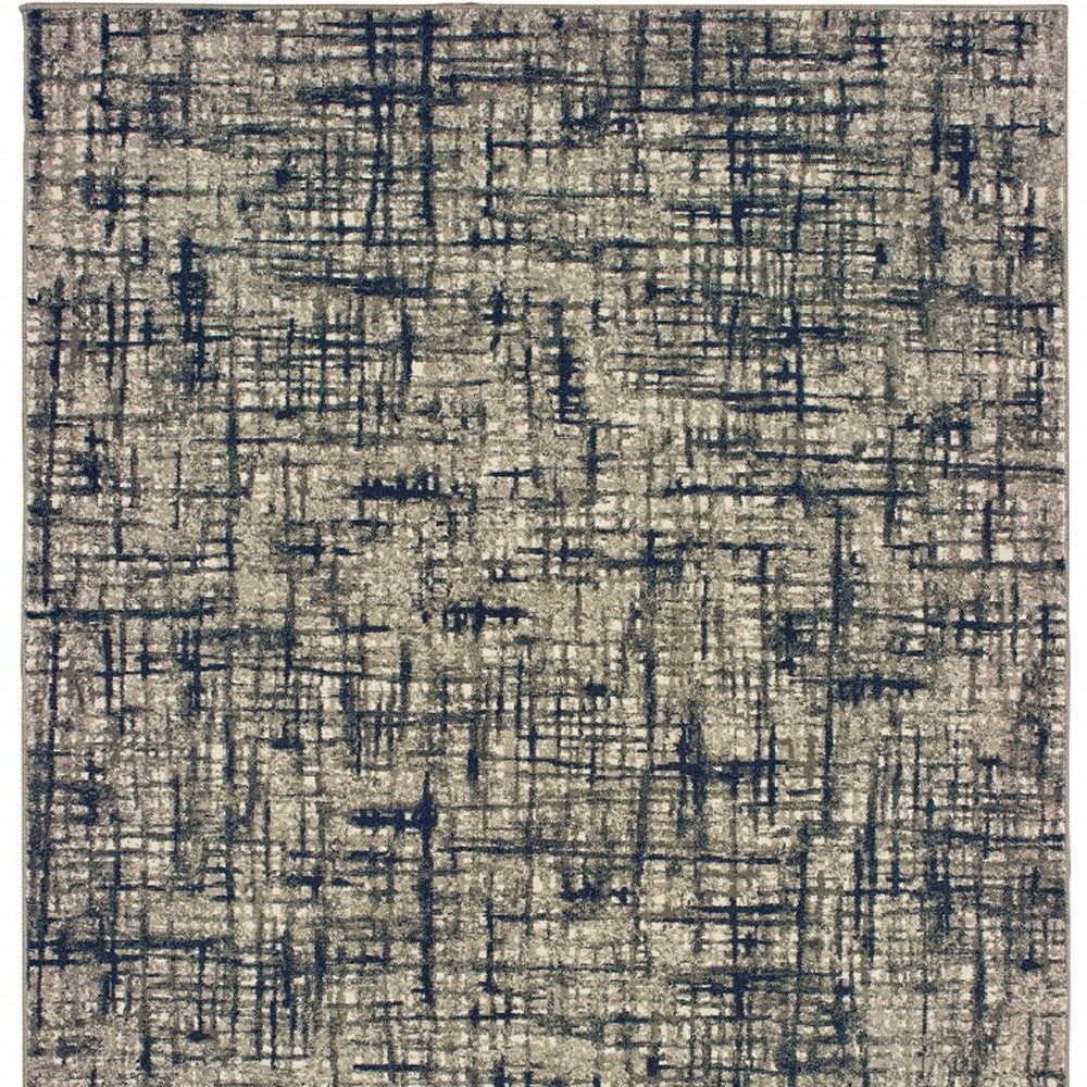 8' X 11' Gray And Navy Abstract Area Rug