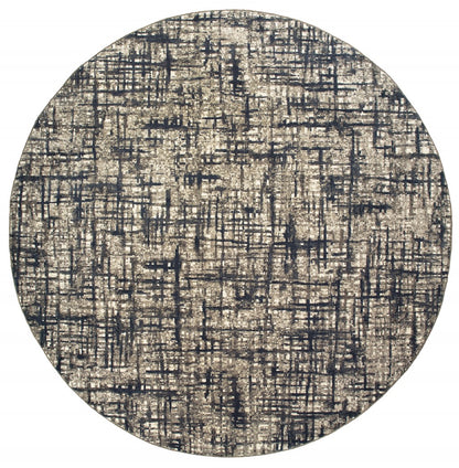 8' X 11' Gray And Navy Abstract Area Rug