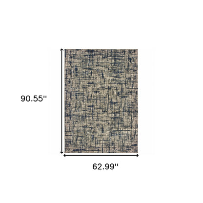 8' X 11' Gray And Navy Abstract Area Rug