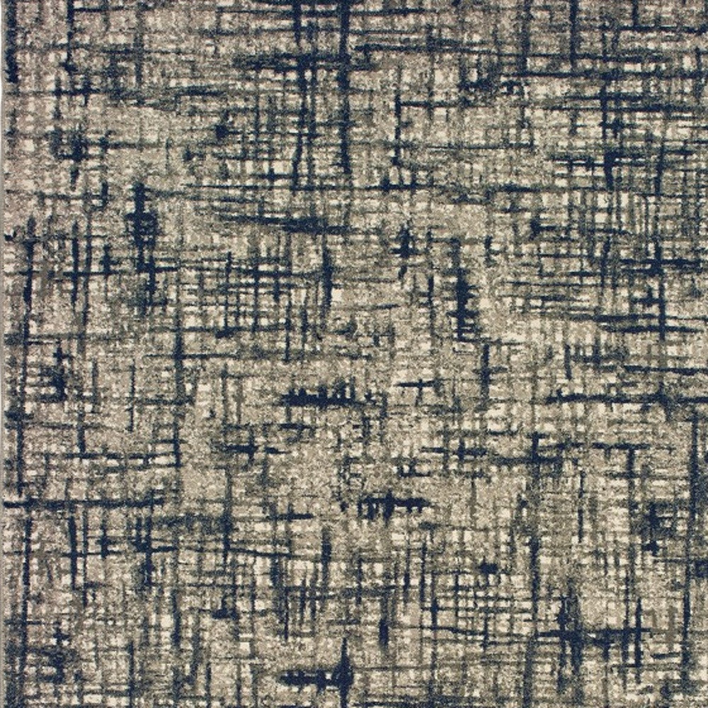 8' X 11' Gray And Navy Abstract Area Rug