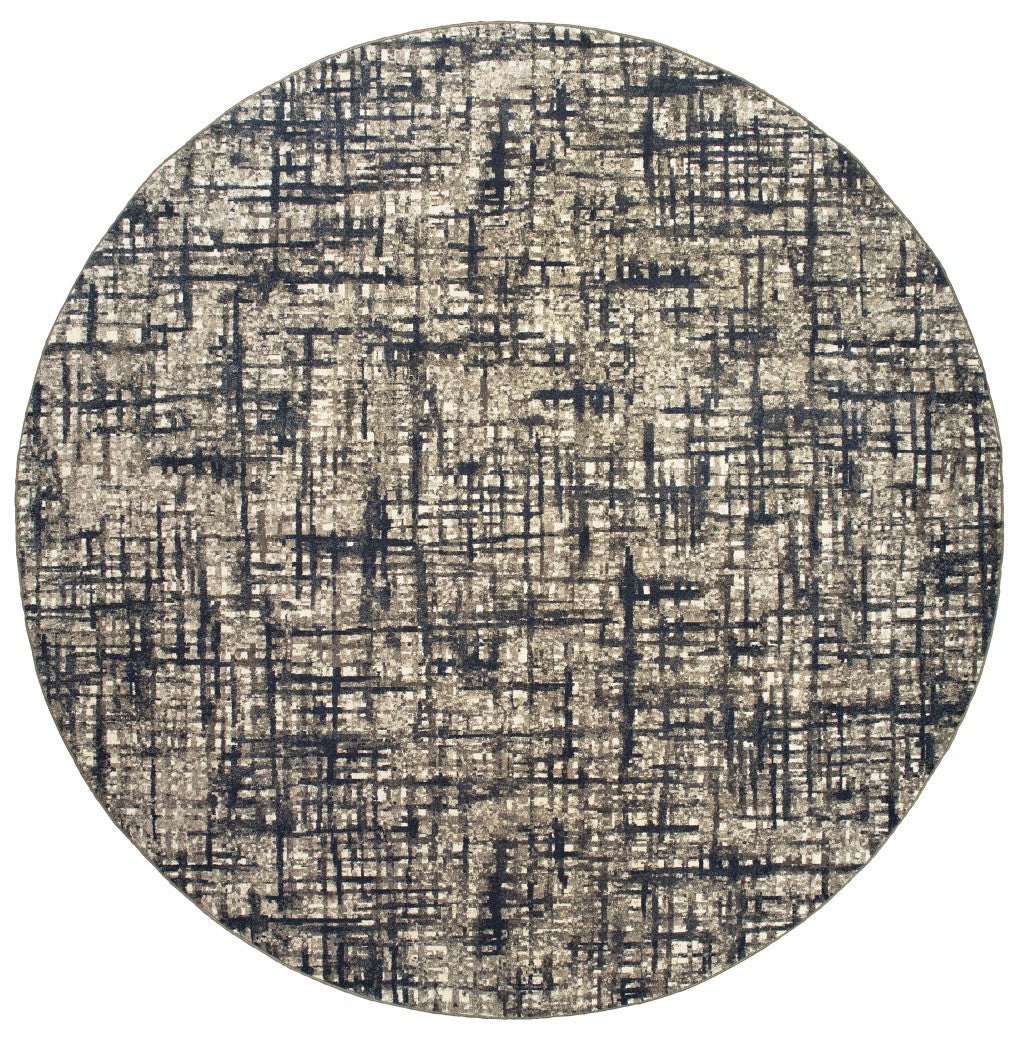 8' X 11' Gray And Navy Abstract Area Rug