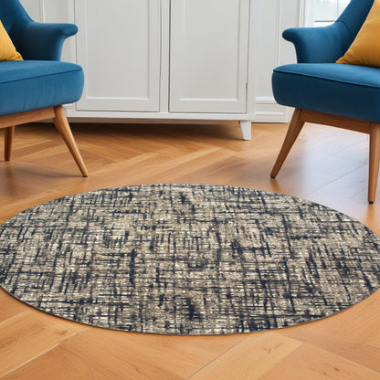 8' X 11' Gray And Navy Abstract Area Rug