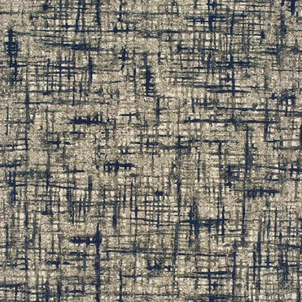 8' X 11' Gray And Navy Abstract Area Rug