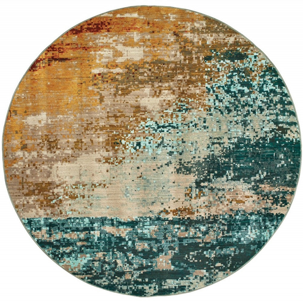 2' X 3' Blue And Red Distressed Scatter Rug