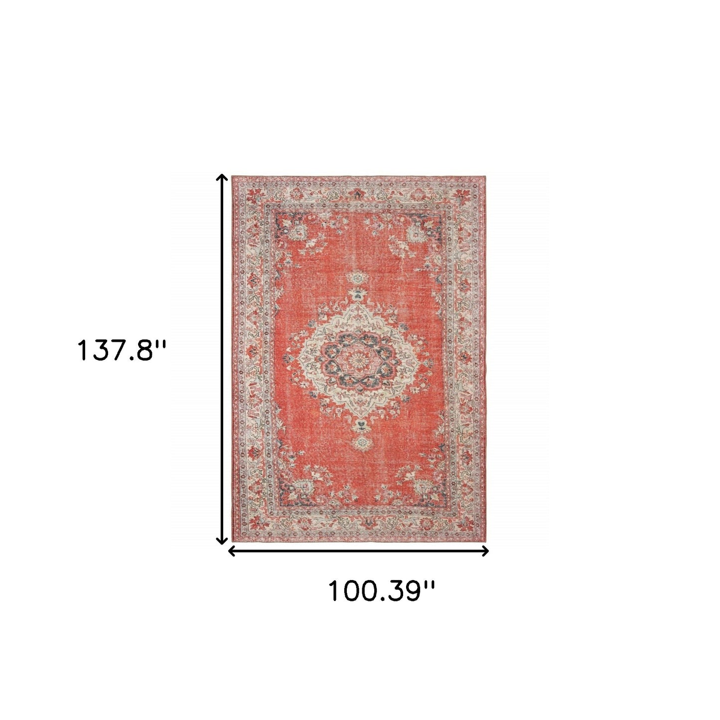 8' X 10' Red and Gray Power Loom Area Rug