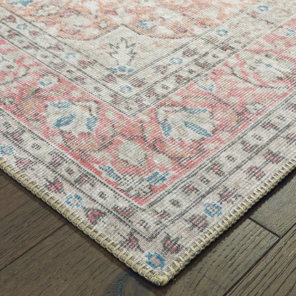 8' X 10' Ivory And Pink Oriental Area Rug