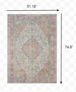 8' X 10' Ivory And Pink Oriental Area Rug