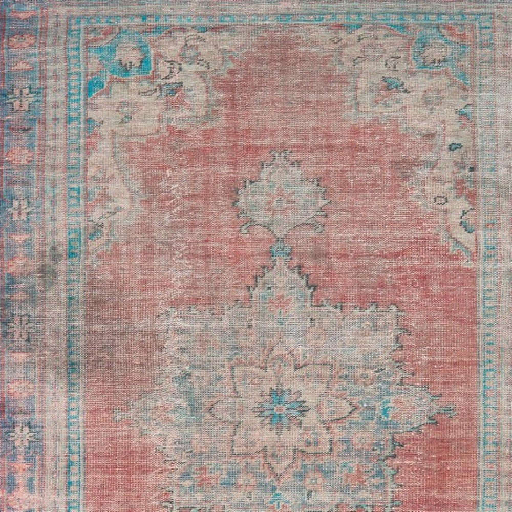 8' X 10' Red And Blue Oriental Area Rug
