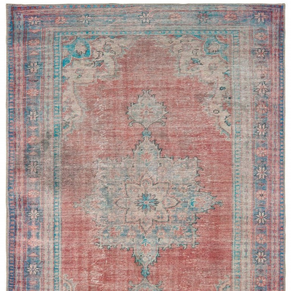 8' X 10' Red And Blue Oriental Area Rug