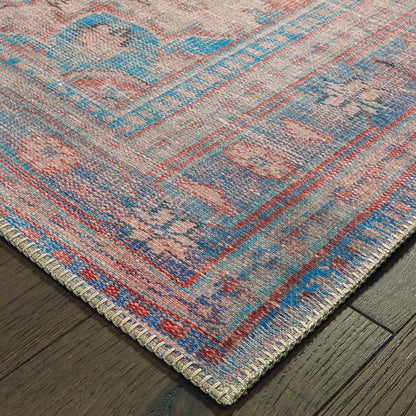 8' X 10' Red And Blue Oriental Area Rug