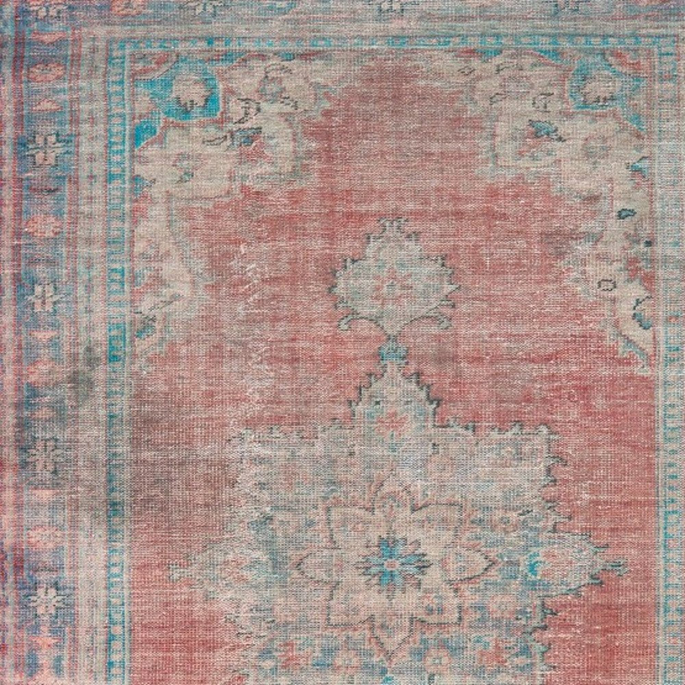 8' X 10' Red And Blue Oriental Area Rug