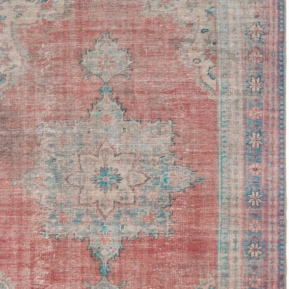 8' X 10' Red And Blue Oriental Area Rug