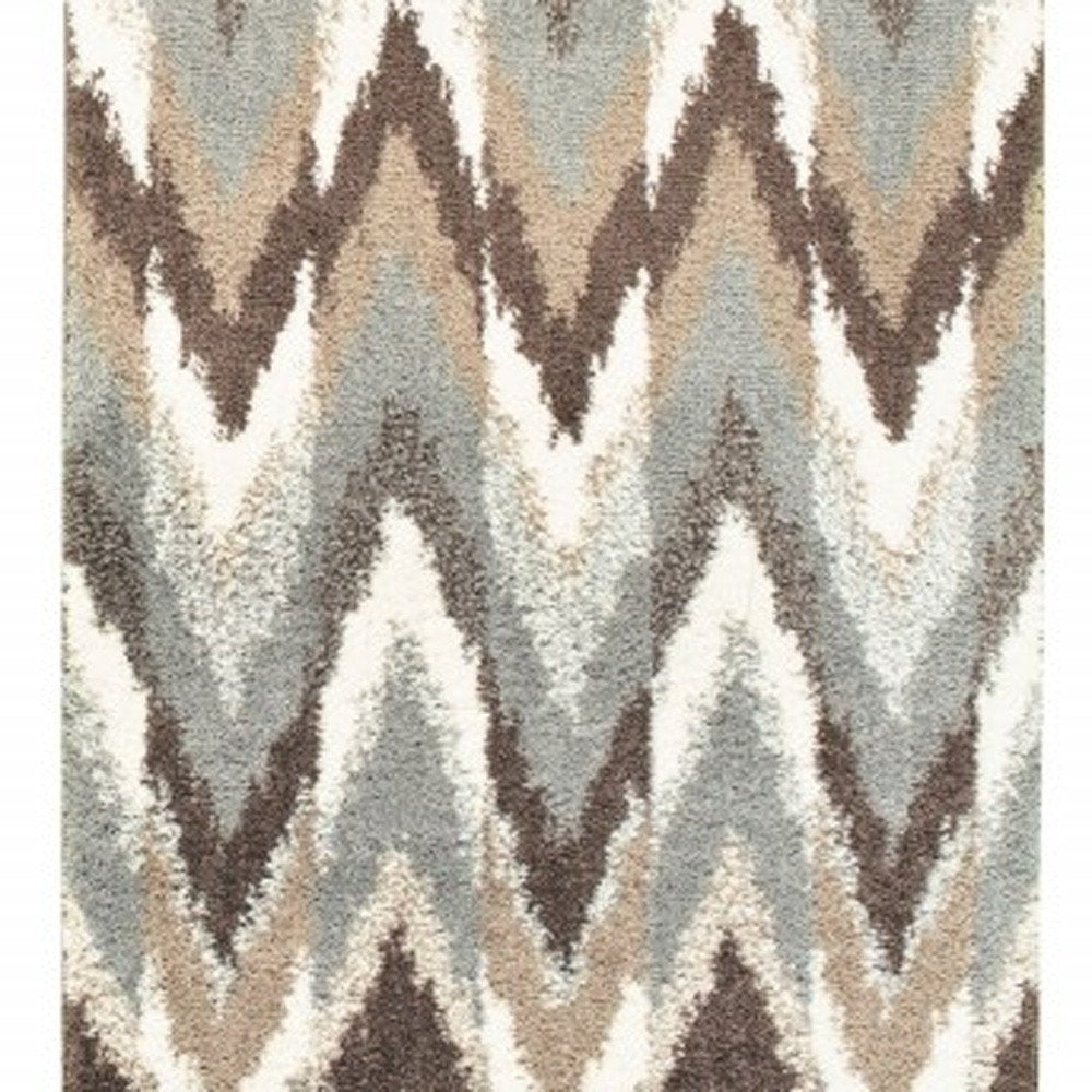8' X 11' Gray And Taupe Ikat Pattern Area Rug