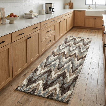 8' X 11' Gray And Taupe Ikat Pattern Area Rug